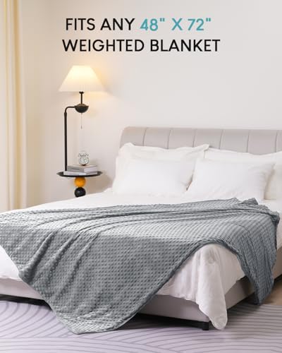 Image of Cottonblue Weighted Blanket Duvet Cover 48x72, Removable Duvet Cover for Heavy Blankets, Soft Fuzzy Minky Dot, Machine Washable Cover with Zipper on Long Side, Grey