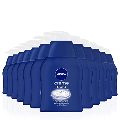 NIVEA Creme Care Pflegeseife im 12er Pack (12 x 250 ml), Handseife mit der bewährten NIVEA Formel, Cremeseife mit dem original Cremeduft zur hygienischen Reinigung 82403-01000-63