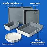 Sur La Table Kitchen Essential Carbon Steel Baking Pans Bakeware Set W/Premium PFOA, PFAS, PTFE Free Grey Non stick - Linen White Exterior - Image 3