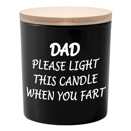 BFJLIFE Gifts for Dad from Daughter or Son Funny Unique Novelty Christmas Birthday Gift for Father Stocking Stuffers for Dad Please Light This Candle When You Fart Sandalwood Scented Soy Candles
