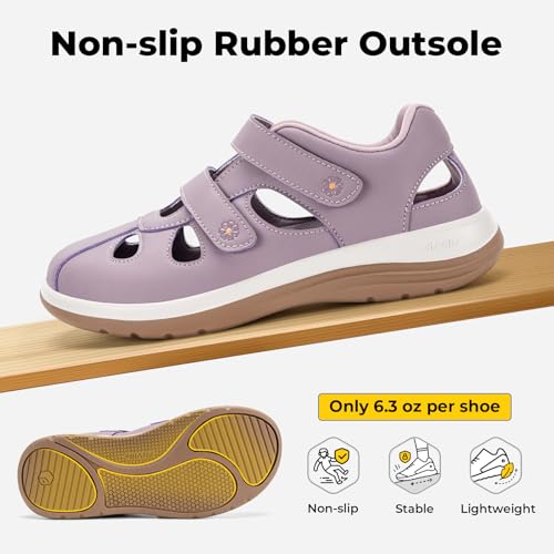 Image of FitVille Women's Wide Closed Toe Orthopedic Sandals, Summer Vacation Comfort Walking Sandals with Arch Support for Diabetic, Swollen Feet, Bunions
