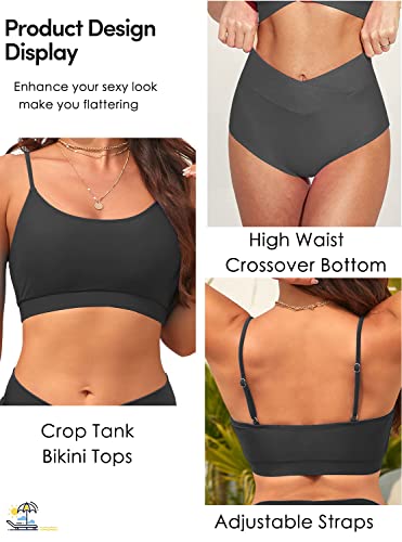 Xunyu XYD22T101B-XL High Waisted Bikini Sets For Women Push Up Two Piece Swimsuit Tummy Control Bathing Suits Crossover Bottoms Swimwear thumb #4