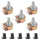 GUEEYUAW 5 Pcs 10K Potentiometer 6 pin Linear Taper Adjustable Rotary Potentiometer with Knob