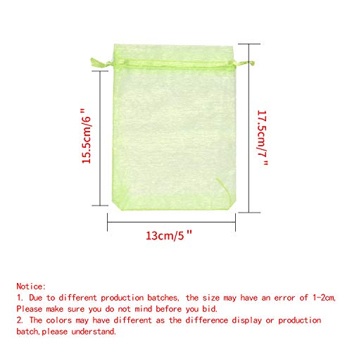 Image of Dealglad 100pcs Drawstring Organza Jewelry Candy Pouch Party Wedding Favor Gift Bags (5x7, Light Green)