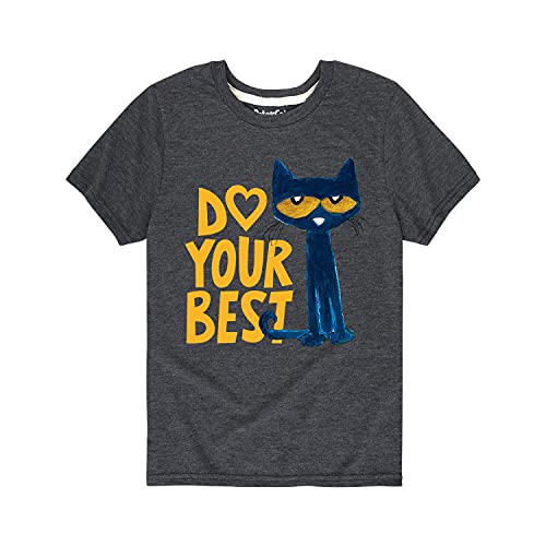 Pete the Cat - Pete Do Your Best - Youth Short Sleeve Graphic T-Shirt - Size Medium Heather Charcoal