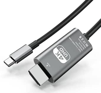 USB C to HDMI Cable 6Ft, 4K USB 3.1 Type-C to HDMI Cord [Thunderbolt 3/4/5 Compatible] with MacBook Air, Galaxy S9 to S24, iPhone 15/16, iPad Pro, iMac, Surface, etc