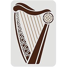 FINGERINSPIRE Celtic Irish Harp Stencil 11.7x8.3 inch Musical Instrument Mylar DIY Art Craft Template Reusable Irish Welsh Knotwork Symbols Washable Wall Stencils for Painting on Wood, Floor, Wall