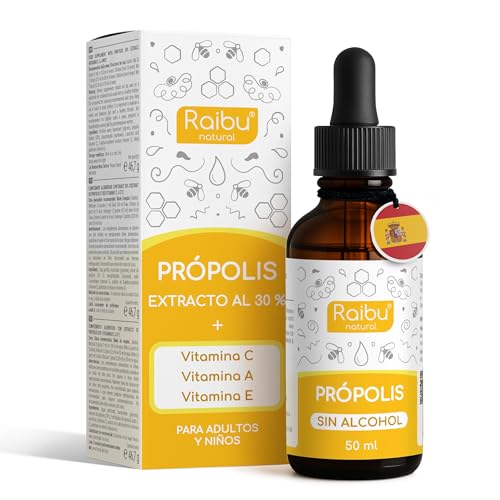 Propolis Puro Natural con Vitaminas C, A y E - Extracto de Propóleo Sin Alcohol ni Resinas - Própolis Apto para Adultos y Niños desde 6 Años - Fácil y Versátil de Usar, 50 ml