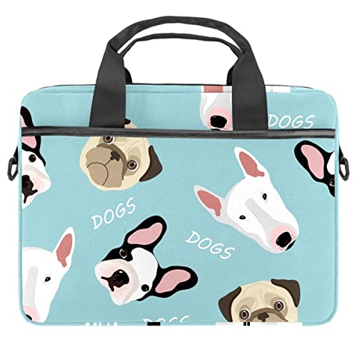 Sac à bandoulière pour ordinateur 13 à 14.5 pouces bleu motif chiens rigolos