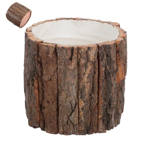 BESTonZON Macetero Rústico de Corteza de Árbol con Diseño Pastoral Maceta de Madera Duradera para Plantas Jarrón Natural para Interior y Exterior Soporte Decorativo Versátil para Flores y