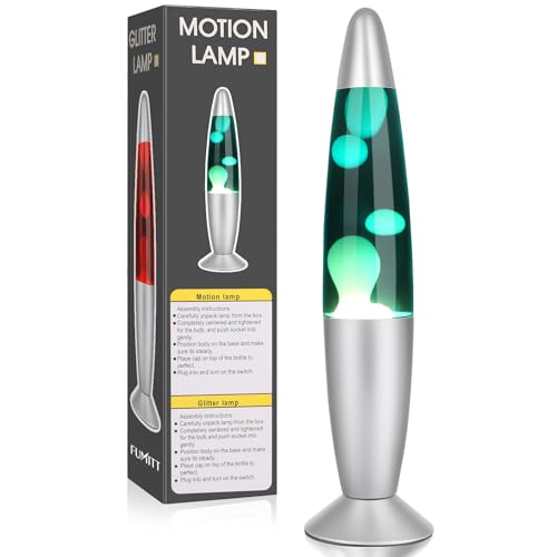 Fumitt 13-inch Liquid Motion Lamp?Wax Flow in Liquid Relaxing Night Light ?Home Decor Living Room Office Bedroom Lamp for Kids,Adults, Teens Christmas Birthday Gift (Light Blue Liquid, White Wax)