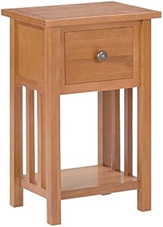 vidaXL Solid Oak Wood Magazine Table with Drawer Wooden Storage Side Table Newspaper Storage Stand Magazine Rack Bedroom Furniture