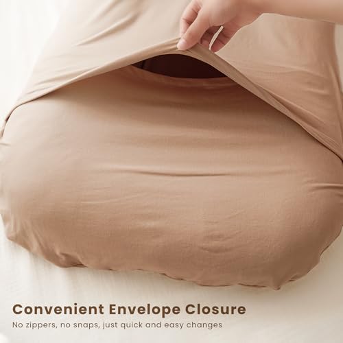 Image of Konssy 2 Pack Baby Lounger Cover, Stretchy Soft Infant Lounger Cover | For Baby Boys and Girls, Cover Set Only. Soft Breathable Fabric, Envelope Closure, Machine Washable, Clay and Beige