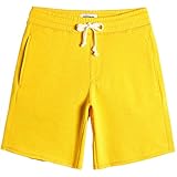 caloleyng Mens Cotton 8" Long Casual Lounge Fleece Shorts Zipper Pockets Jogger Athletic Workout Gym