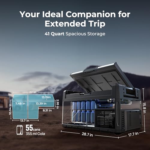 Image of BougeRV 12 Volt Portable Refrigerator, 41 Quart Dual Zone Car Fridge Freezer with APP Control, Compressor Cooler 12 /24V DC, 110~240V AC for Overlanding, Camping, Travel, RV(2026 New Model: Rocky V3.0)