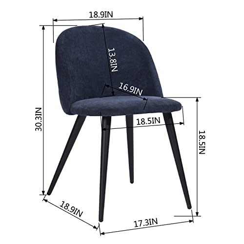 Image of Amazon Brand - Umi Romantic Vintage Side Dining Chair - Rustic Fabric Upholstered Seat with Black Powder-Coated Metal Legs for Elegant Home Dcor in Dark Blue