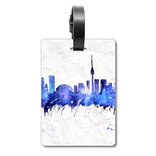 Étiquette d'identification Canada voyage bleu aquarelle pour valise et sac