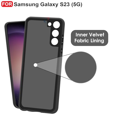 Image of CEDO Back Cover for Samsung Galaxy S23 (5G) | Camera Bump Protection & Inner Velvet Fabric Lining | Ultra Slim Matte Soft Rubberised Case Cover (Black)