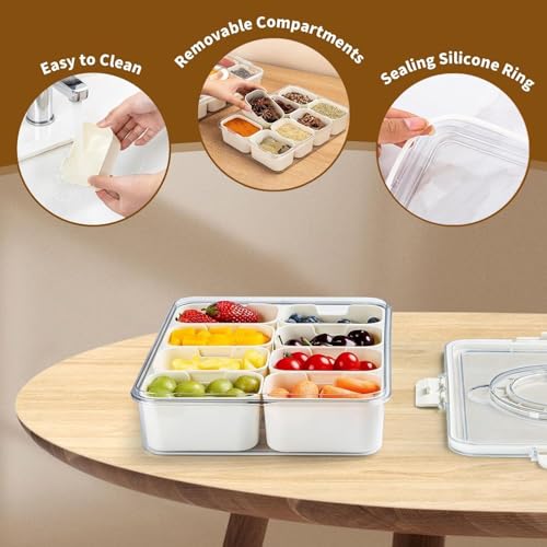 Image of HOKIPO Fridge Storage Containers with 8 Partition - BPA Free Plastic Food Storage Containers for Refrigerator & Freezer | Fresh Vegetable Crisper Box & Kitchen Storage Set (AR-6105)