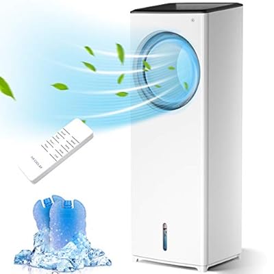 Evaporative Air Cooler, 3-IN-1 Portable Air Conditioner Personal Bladeless Tower Fan/AC Cooling & Humidification, 3 Wind Speeds, 3 Modes, 40° Oscillation, 4-8H Timer Air Cooler For Home Office (White)