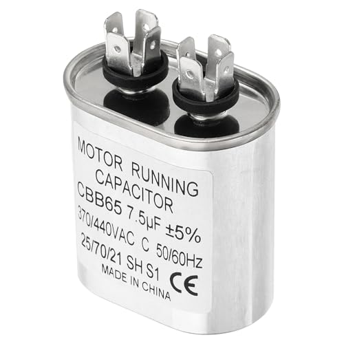 PATIKIL 7.5uF 7.5MFD 370-440V AC Capacitor, 1Pcs CBB65 Capacitor De Arranque Para Motor Condensador Doble Redondo Para Aire Acondicionado O Bomba De Calor Enfriamiento Directo