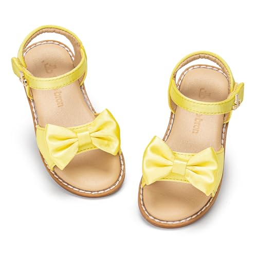 Image of THEE BRON Toddler Girls Sandals Wedding Flower Girl Dress Shoes Open Toe Flats