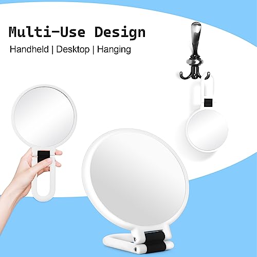 Sifolo 30x Magnifying Mirror, Travel Hand Mirrors with Handle - Double Side Handheld Mirror with 1X 30X Magnification & Adjustable Handle, Hand Held Foldable Travel Mirror for Makeup(Pearl White)