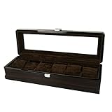 ✬ Exquisite Uhrenbox --- 365 x 120 x 85 mm. Die Farbe ist dunkelbraun, unisex.