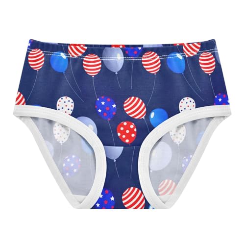 Cotton Girls Underwear Toddler USA Balloons Dark Blue American Panties for Girl Fun Print Kids Briefs Undies 2t
