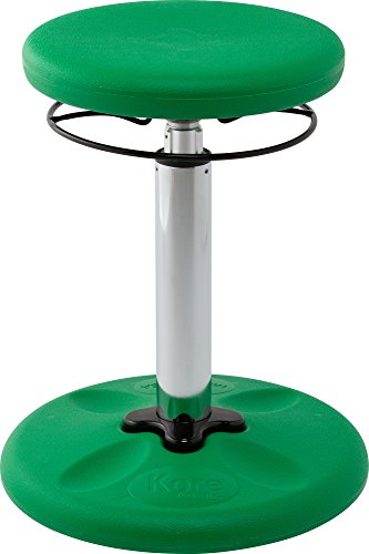 KORE Design Adjustable Wobble Stool Chair, Girls + Boys Kid Desk Stools, Ergonomic Small Office Chairs, Flexible Seating for Active Kids, ADD/ADHD, Classroom, Home, Age 8-12, Tall (16.5-24in), Green