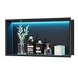 【lumières colorées】Niche de douche en acier inoxydable avec bande lumineuse LED RGB: câble étanche, Indice IP66, une variété d'options de couleurs et 20 modes d'éclairage dynamiques. Lumière modifiée par télécommande(fourni).