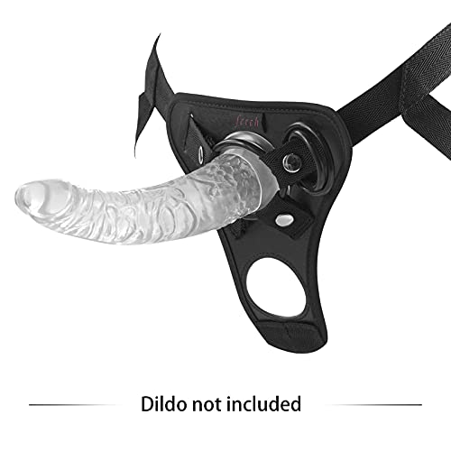 Image of Adjustable Strap On Dildo Harness, Ferch Double Hole Pegging Harness Leather Soft Ring Belt for Male (Black)
