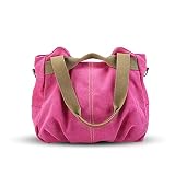NICOLE & DORIS Canvas Tasche Damen Tragetaschen für Damen Schultertaschen Umhängetasche Leinwand Handtasche Mädchen Rosa