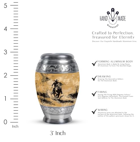Image of Cowboy Urn - Small Keepsake for Human Ashes - Cremation Holder for Women (3 Inch, Pack of 2)