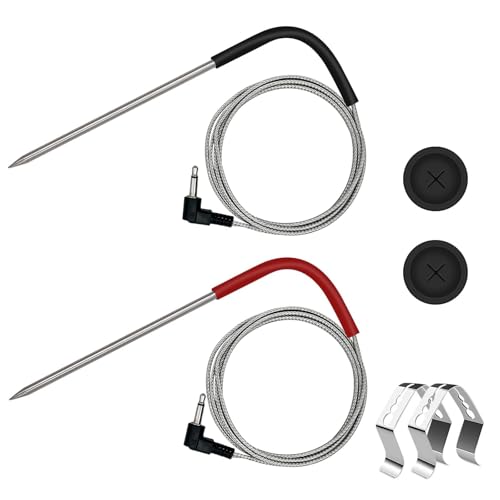 2 PCS Meat Probes for Pit Boss, 3.5mm Plug Thermometer, 2 Clips 2 Grommets
