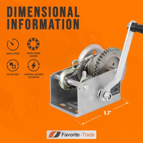 New Trailer Winch – Durable Hand Crank – 600 Lbs, 1200Lbs, 3200 Lbs, 3500Lbs Hand Winch With Cable (1200 Lbs) #TOP2