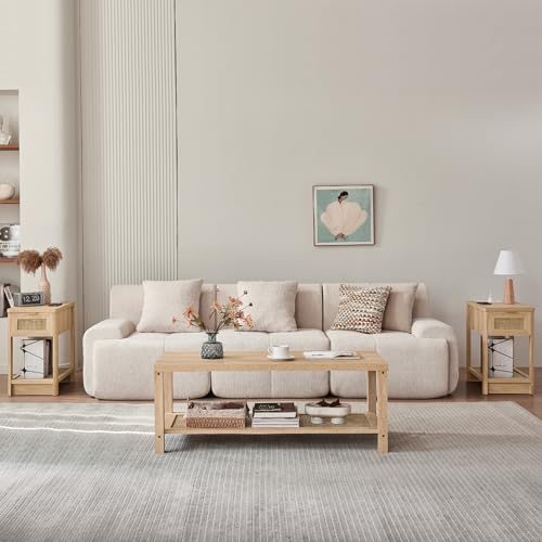 47.2" Lerliuo Thickened Top Rattan Center Table w/ Open Storage Shelf - image 8