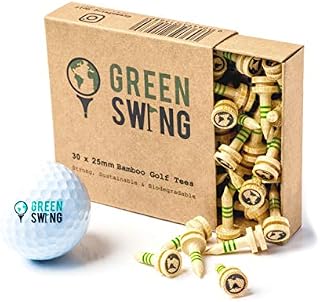 Green Swing Bamboo Golf Tees 25mm | Strong Sustainable Biodegradable | 30pcs