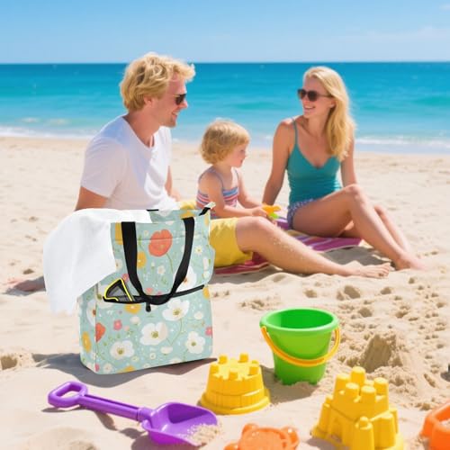 Bolsa minimalista simple de tela resistente con flores vibrantes 7