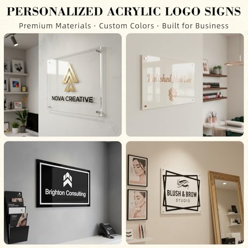 Image of Custom Acrylic Business Logo Sign, Personalized 3D Wall Logo for Storefront Reception Office Decor, Professional Brand Signage for Salon Boutique Studio Cafe Restaurant