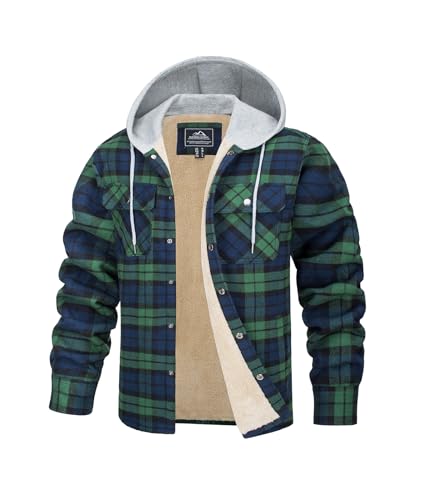 TACVASEN Herren Fleecejacke Fleecefutter Langarm Gefüttert Warm Hemden...