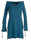 Warm für Herbst und Winter Vishes - Alternative Bekleidung - Warmes Doppellagiges Elfenkleid mit Zipfelkapuze und Bändern zum Schnüren türkis 36