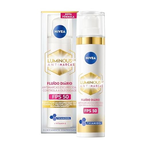 NIVEA Fluido Facial Protetor Cellular Luminous 630 FPS 50 40ml - Reduz e previne manchas escurecidas, uniformiza o tom da pele e conta com Ácida Hialurônico, Vitamina E e filtro