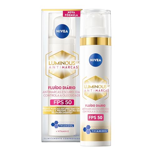 NIVEA Fluido Facial Protetor Cellular Luminous 630 FPS 50 40ml - Reduz e previne manchas escurecidas, uniformiza o tom da pele e conta com Ácida Hialurônico, Vitamina E e filtro