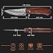 AUBEY Damascus Folding Pocket Knife Handmade with Clip for Men, Damascus Hunting Knife EDC Knife with Liner Lock for Outdoor Survival Camping Collection, Wooden Handle