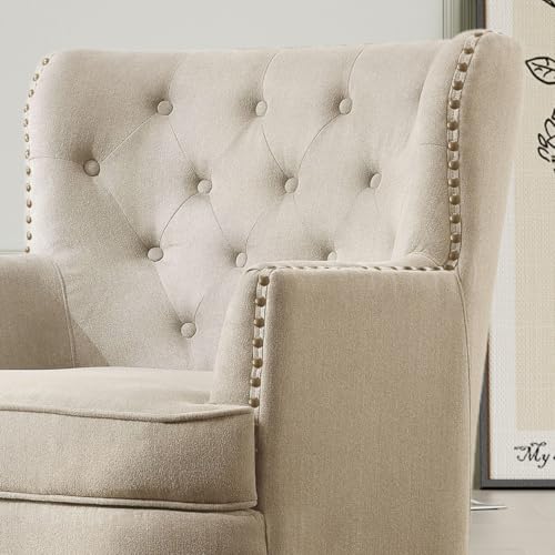 Image of Castora Upholstered Accent Chair for Living Room and Offices (Biege)