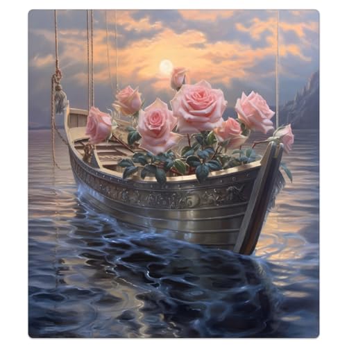 Cubierta magnética Mexpekil para lavavajillas con diseño de rosa y barco de 53x66 cm