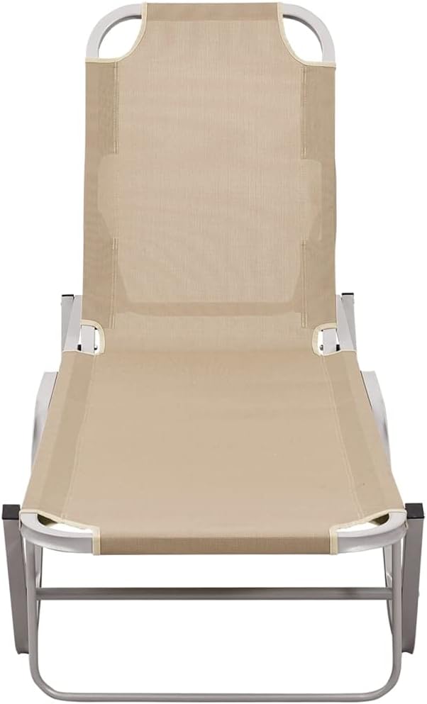 Sun Lounger Aluminum and Textilene,Backyard Chaise,Napping Loungers,Comfortable Loungers,Portable Loungers,Patio Lounge Chair,for Outdoor Sunbathing,Patios,Pools,Lawns,Camping,Cream