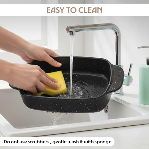 Image of Borosil 1.5 L Baking & Serving Dish | Borosilicate Glass Rectangle Shape Bakeware and Serveware Casserole Dish Tray | Microwave, Oven & Dishwasher Safe Bowl (Pebble Black)