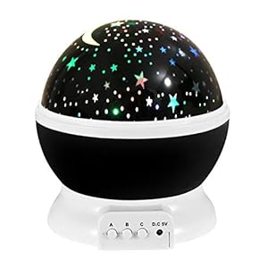 Star Night Light for Kids, 12 Color Changing Lights Modes with USB Cable, 360°Rotating Moon Star Projector Desk Lamp for Bedroom Party Decor & Girls Birthday Gift (Black)